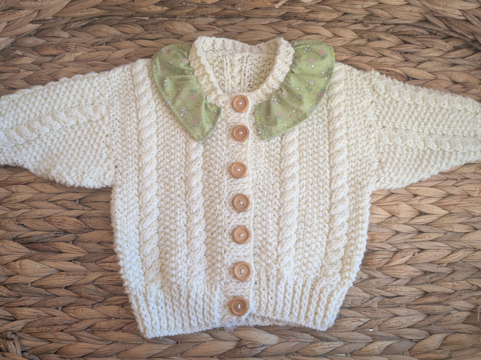 Cream cardigan with collar size 1-2 years